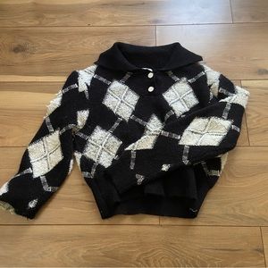 Cropped Argyle Sweater
